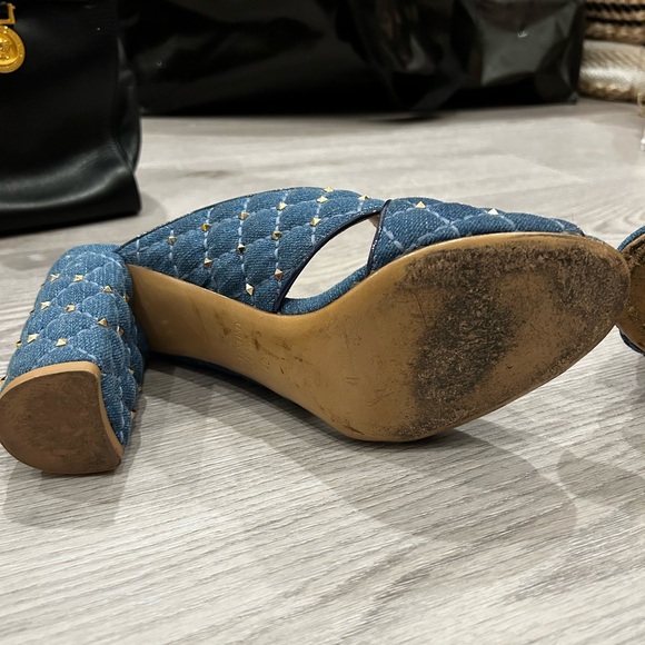 Valentino Rockstud Spike Denim Mule Heel - Picture 4 of 9